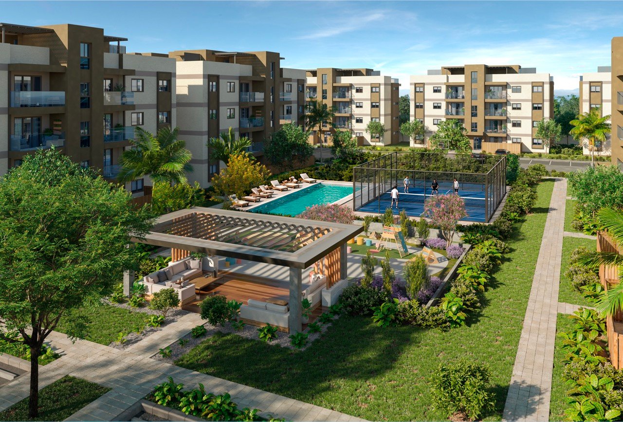 Gazebo social y áreas comunes del proyecto residencial